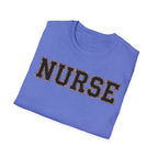 Cheetah Print Outline Varsity Nurse T-Shirt