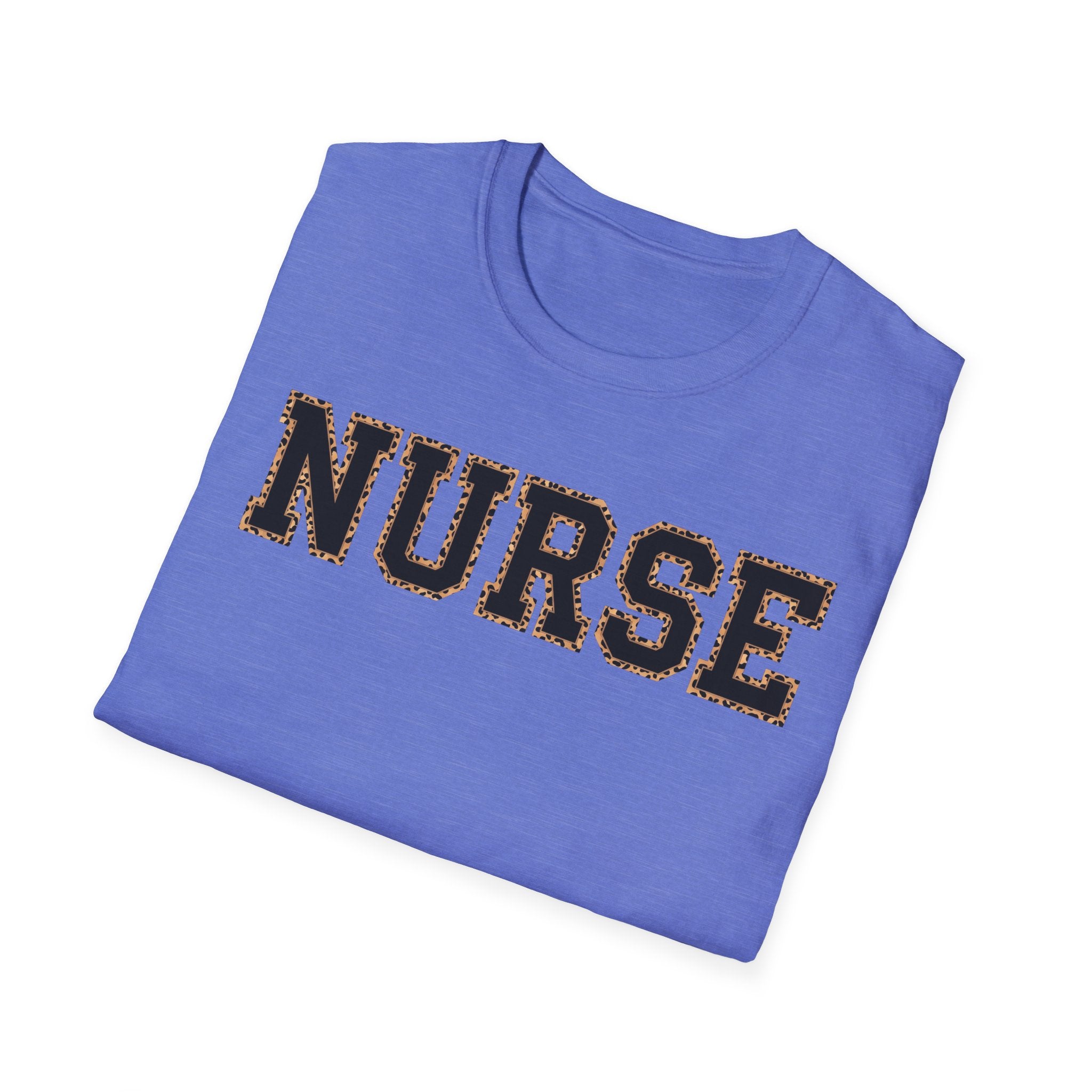 Cheetah Print Outline Varsity Nurse T-Shirt
