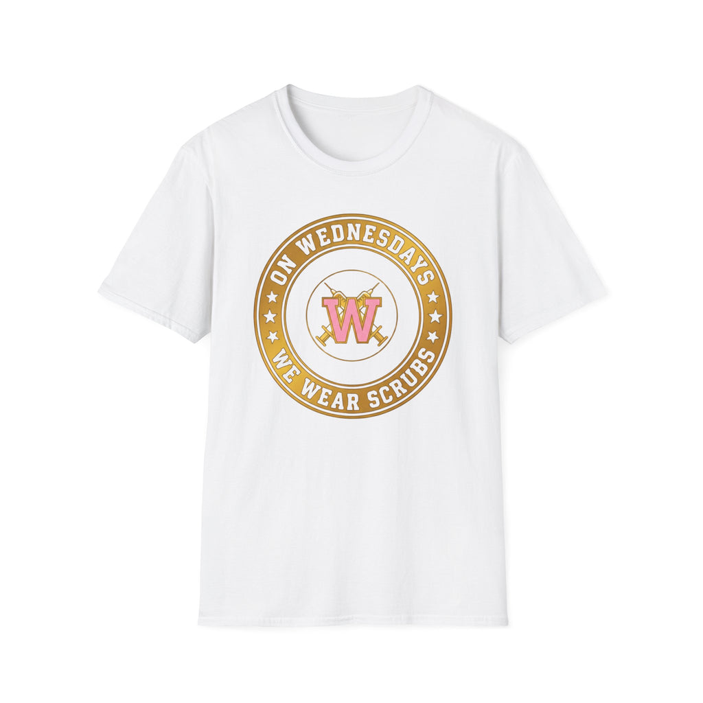 On Wednesdays We Wear Scrubs Emblem T-Shirt