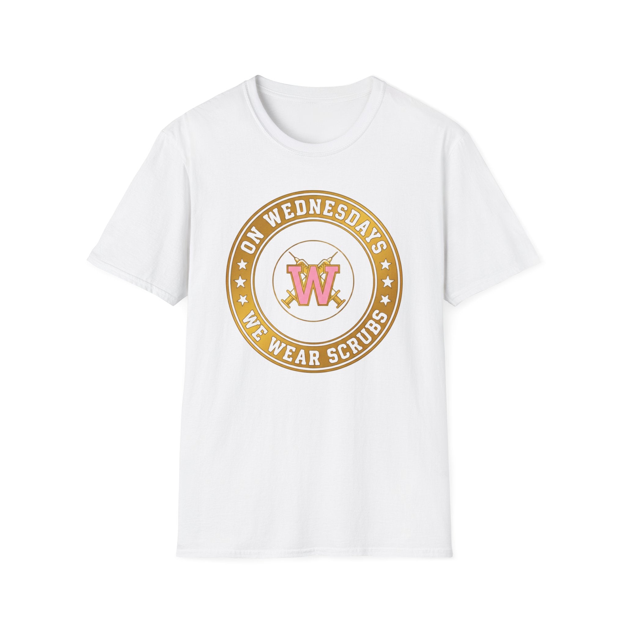 On Wednesdays We Wear Scrubs Emblem T-Shirt
