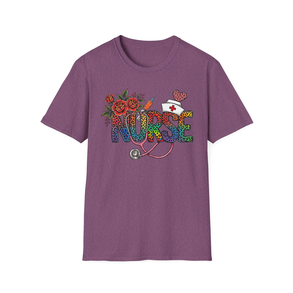 Fun Rainbow Cheetah Nurse T-Shirt