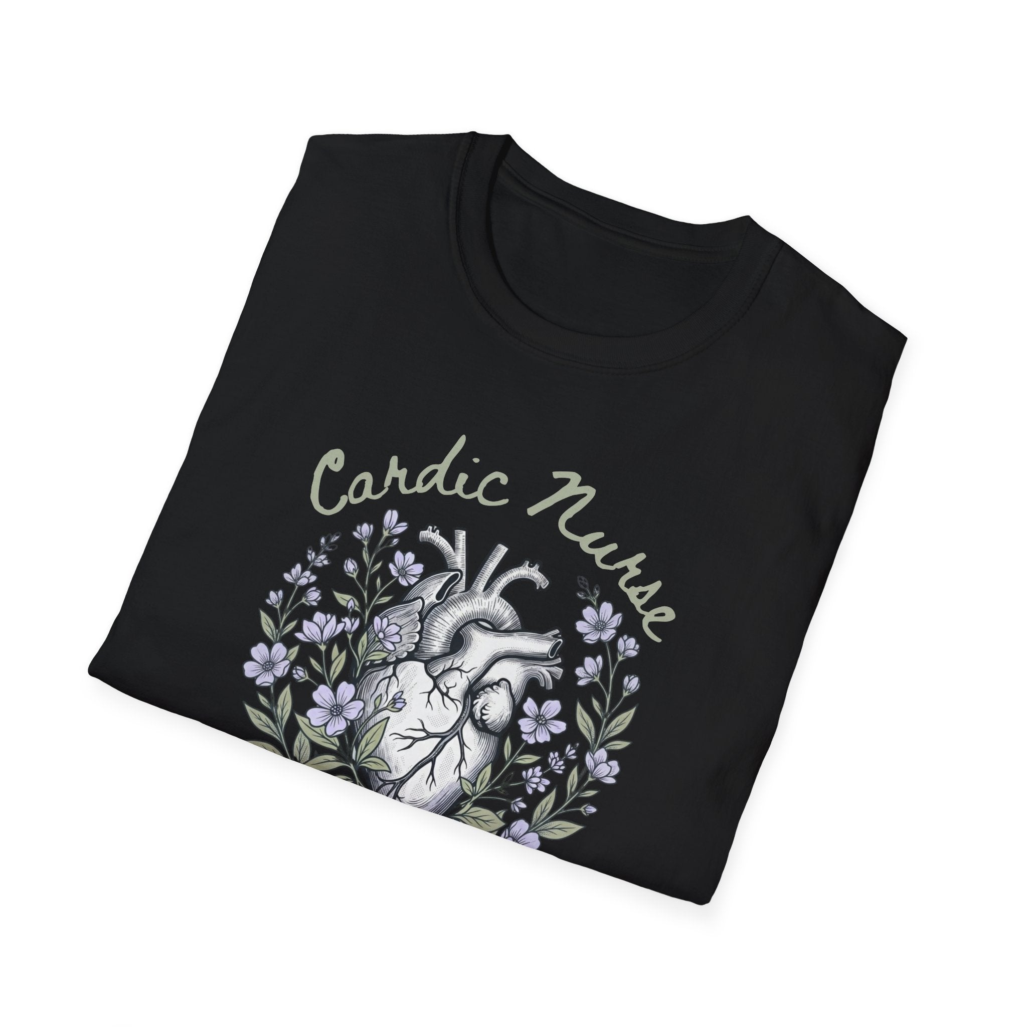 Cardiac Nurse Floral Heart T-Shirt