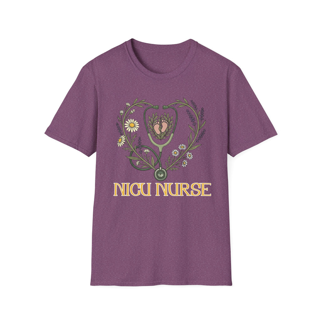 NICU Nurse Floral Stethoscope T-Shirt