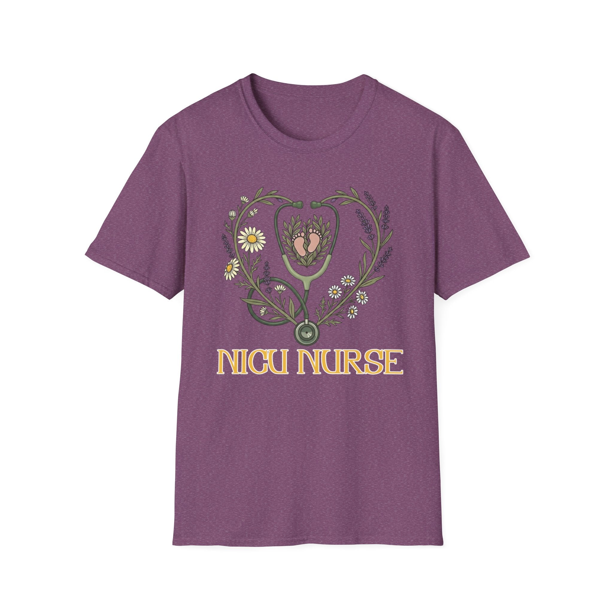 NICU Nurse Floral Stethoscope T-Shirt