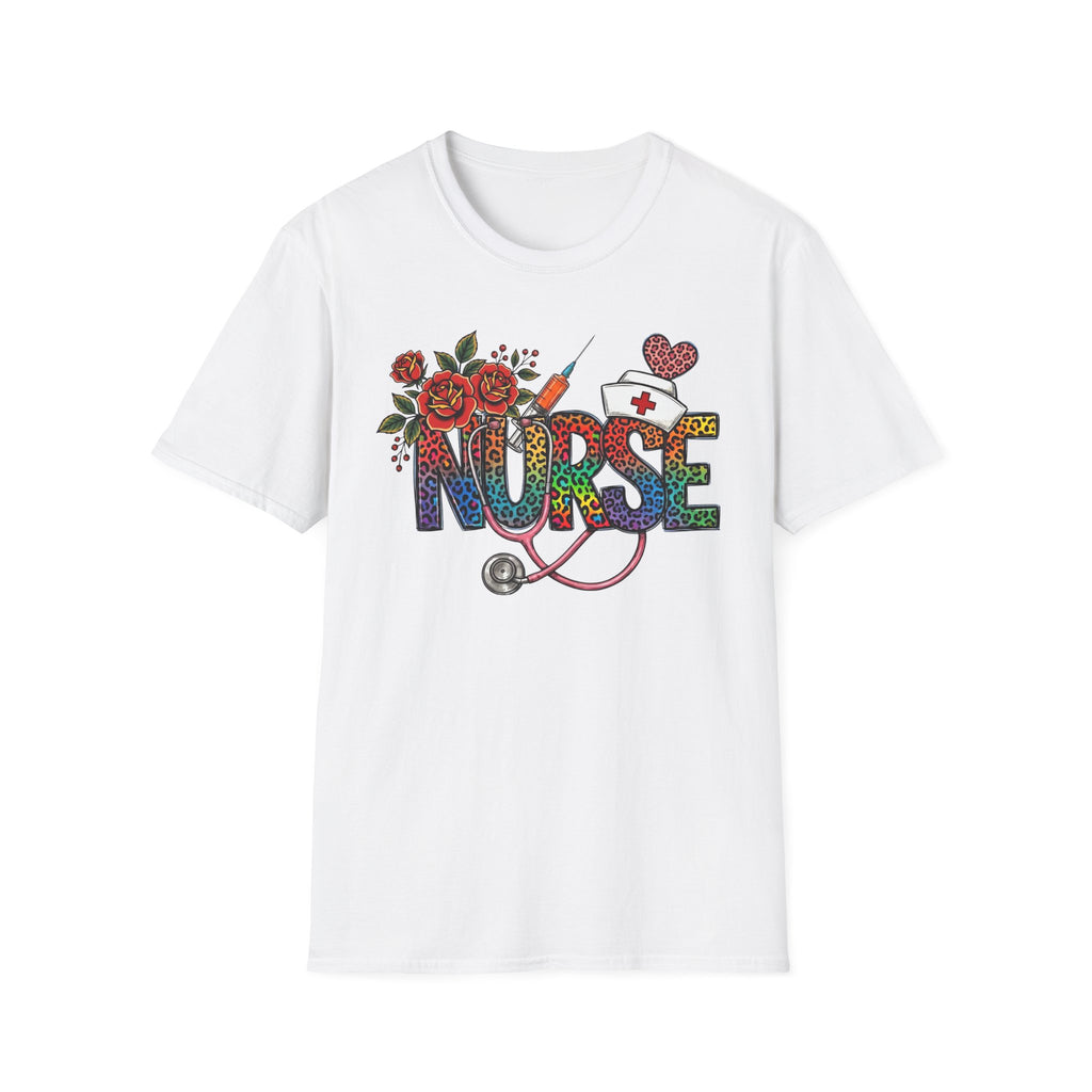 Fun Rainbow Cheetah Nurse T-Shirt