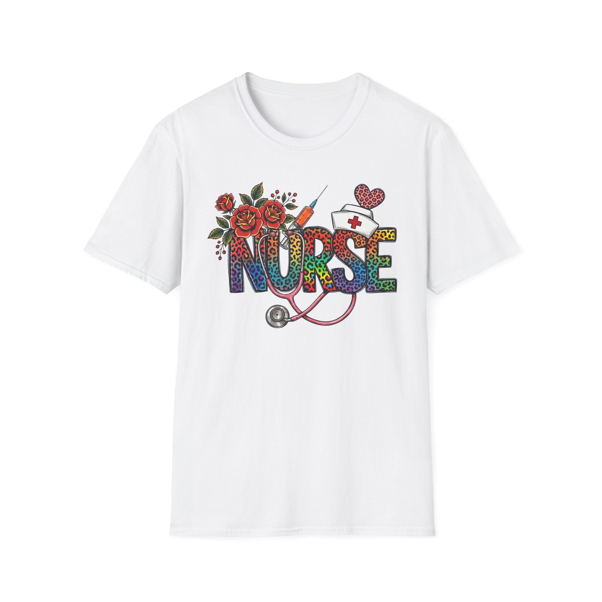 Fun Rainbow Cheetah Nurse T-Shirt