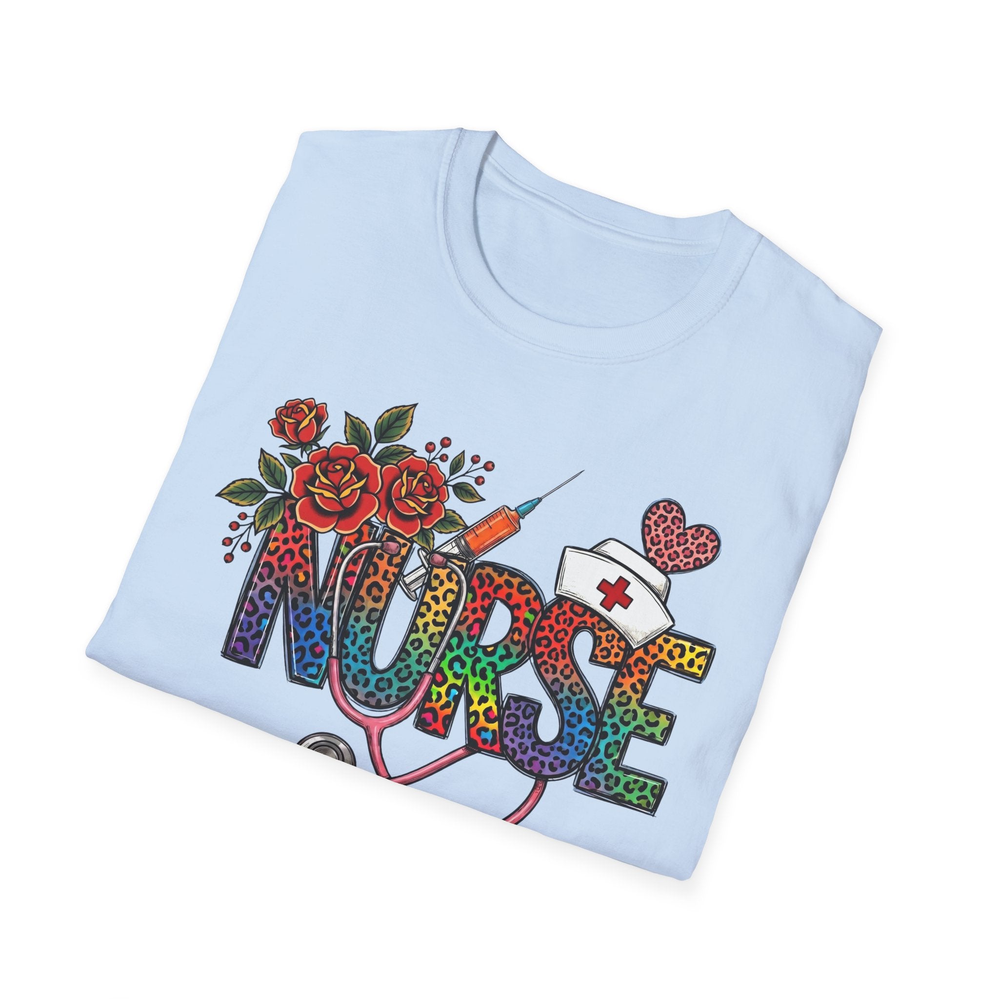 Fun Rainbow Cheetah Nurse T-Shirt