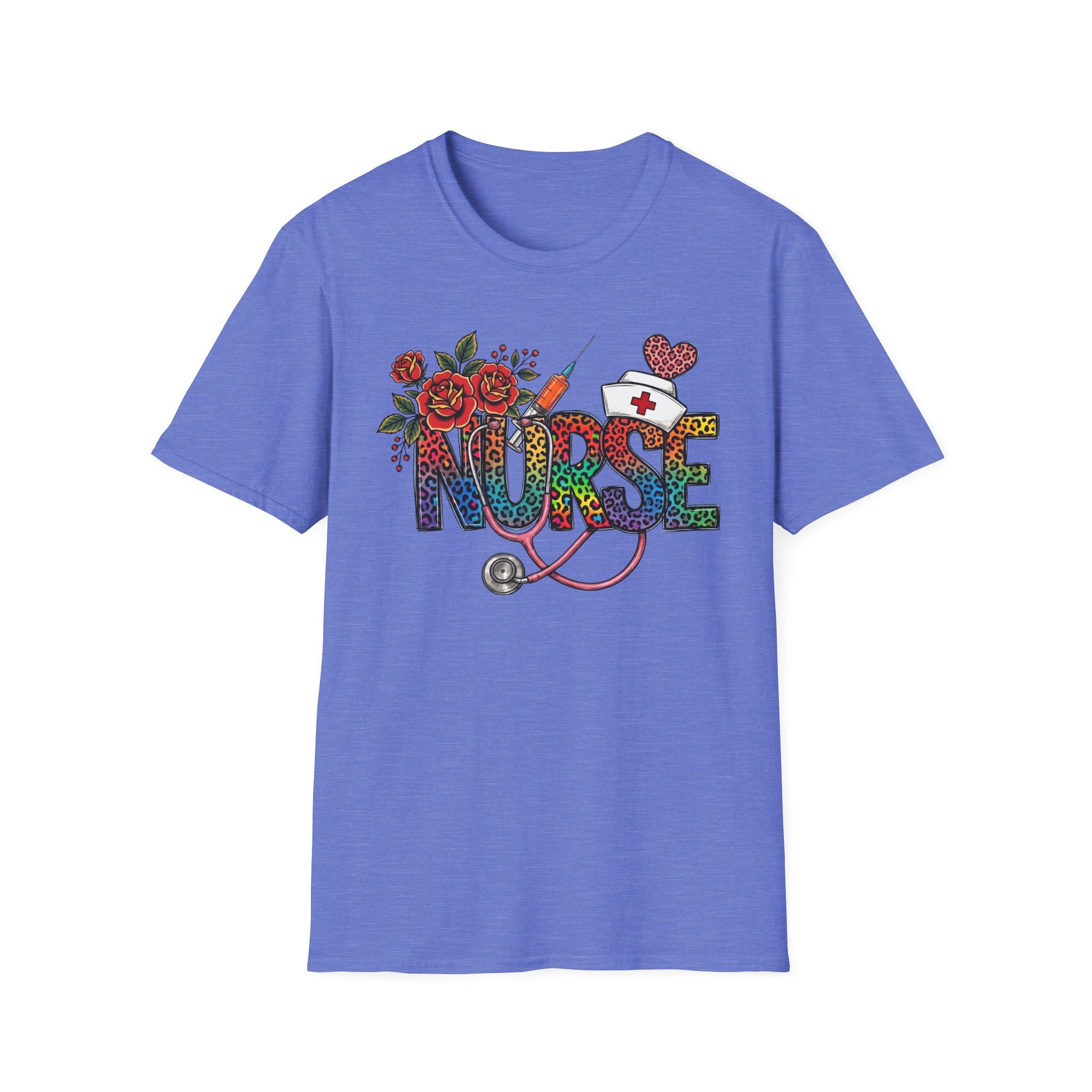 Fun Rainbow Cheetah Nurse T-Shirt