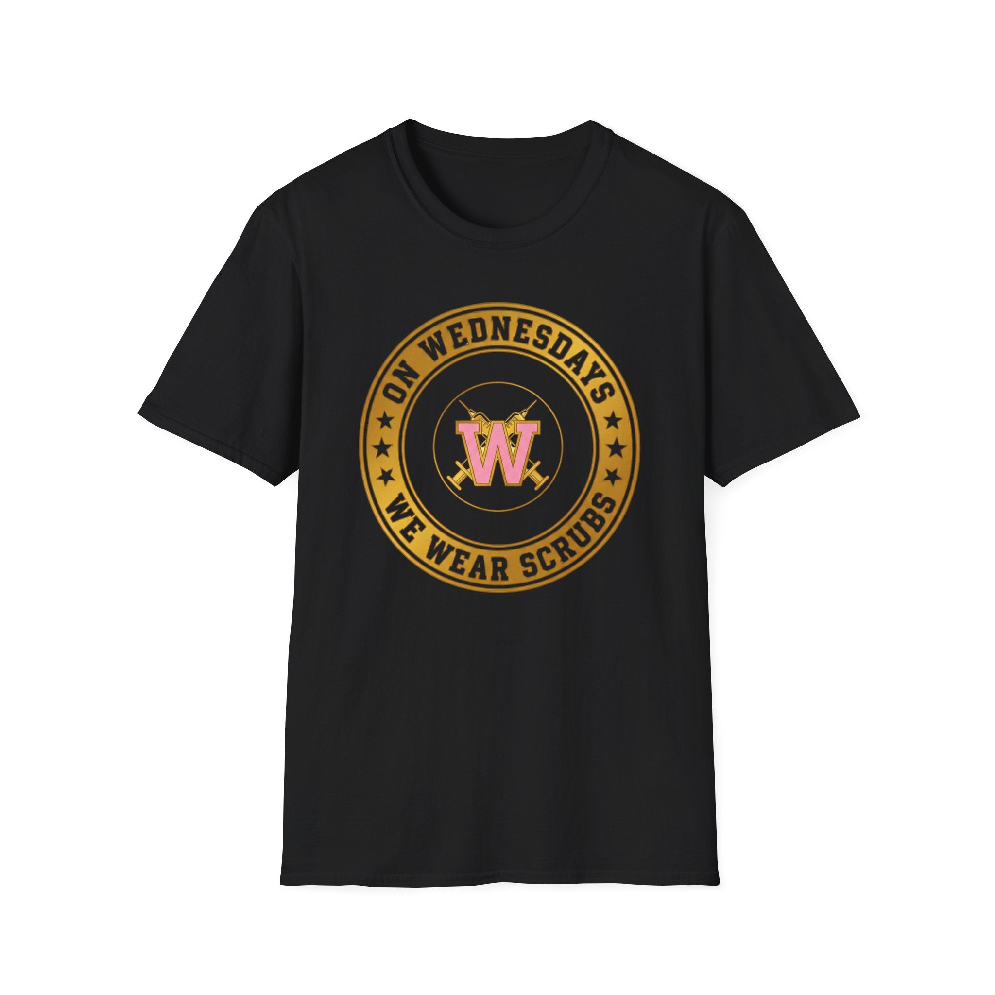 On Wednesdays We Wear Scrubs Emblem T-Shirt