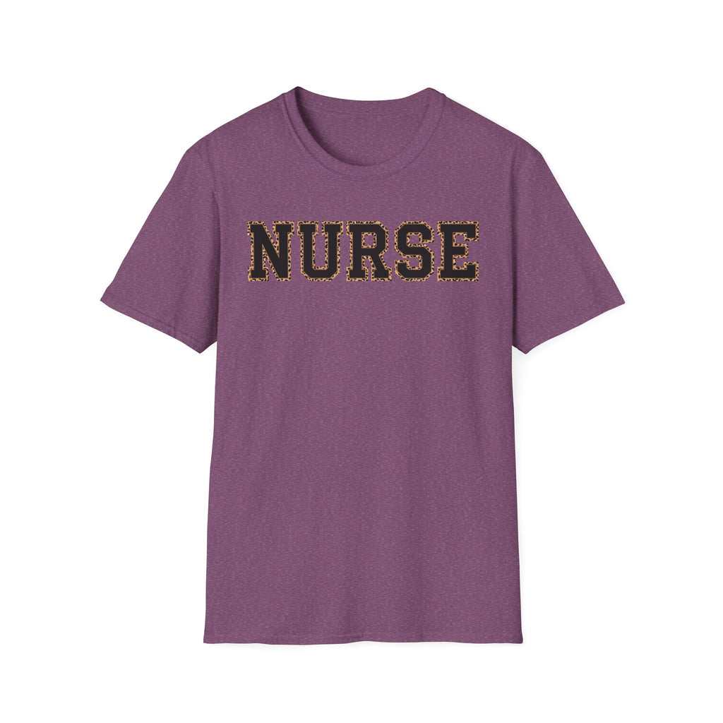 Cheetah Print Outline Varsity Nurse T-Shirt