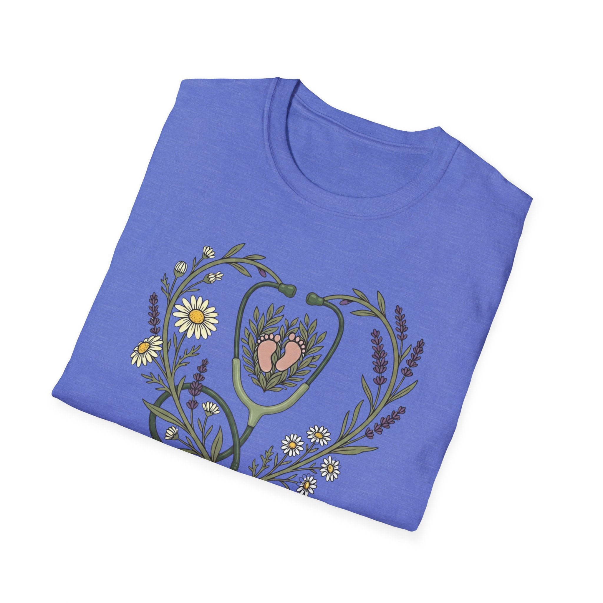 NICU Nurse Floral Stethoscope T-Shirt