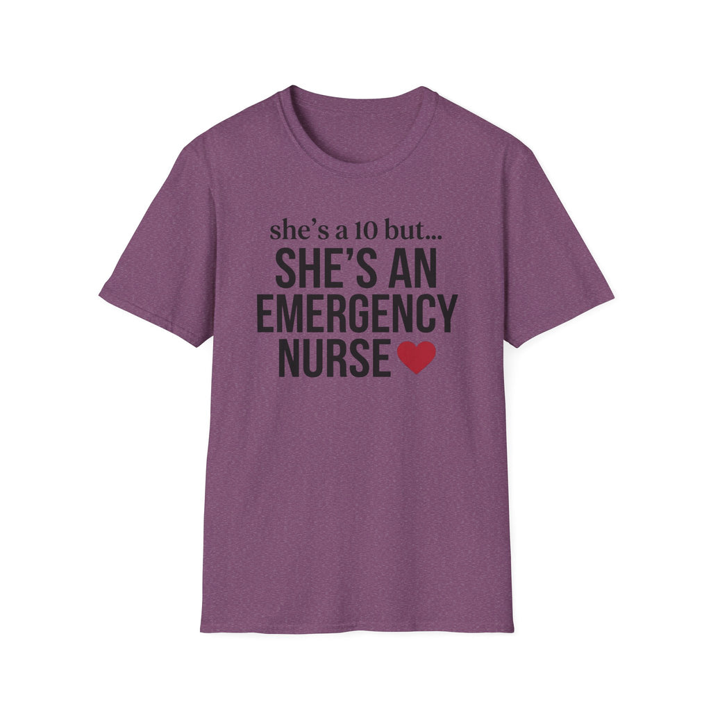 She's a 10 Emergency Nurse Heart Dark T-Shirt