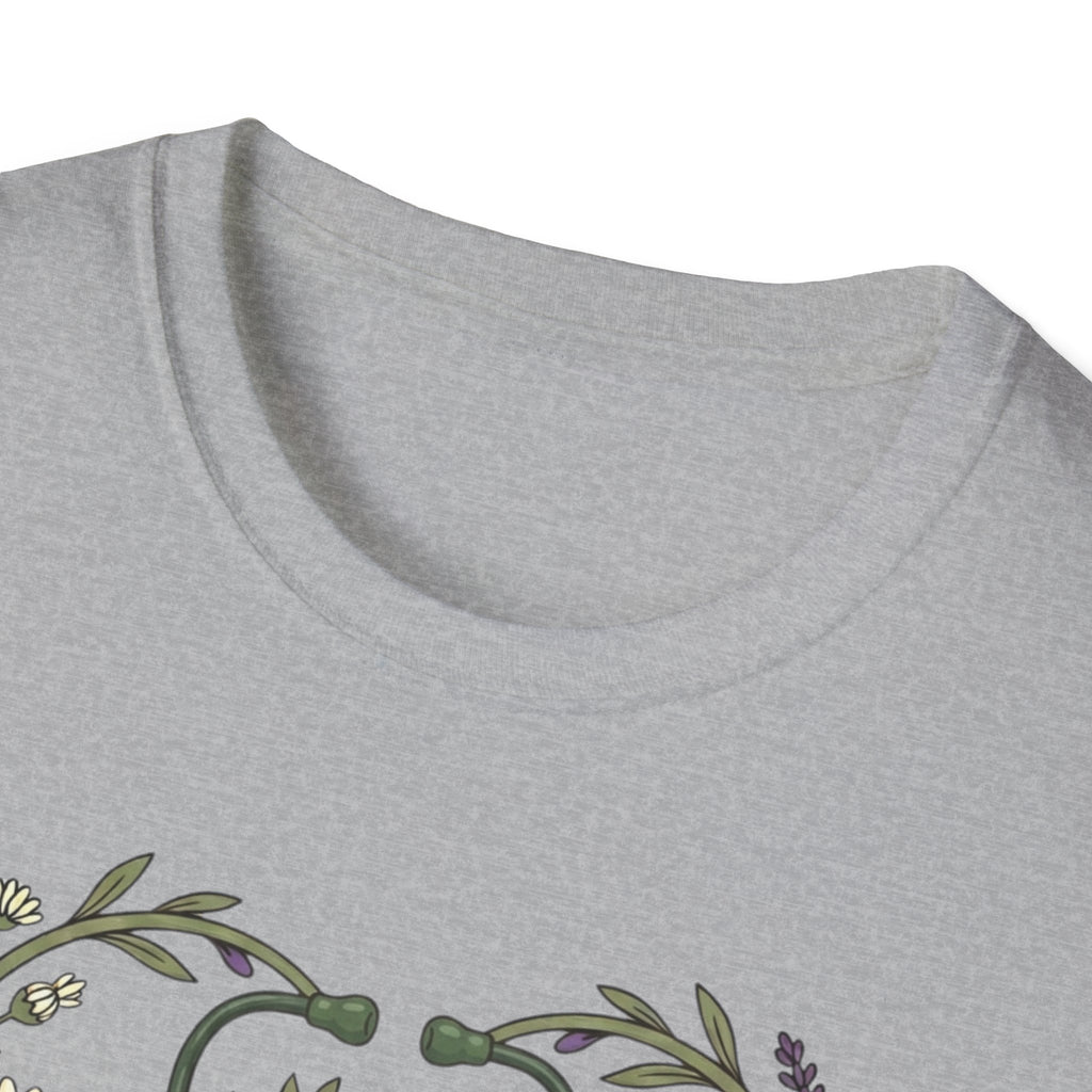 NICU Nurse Floral Stethoscope T-Shirt