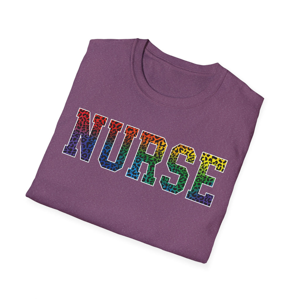 Multicolor Cheetah Print Varsity Nurse T-Shirt