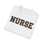 Cheetah Print Outline Varsity Nurse T-Shirt