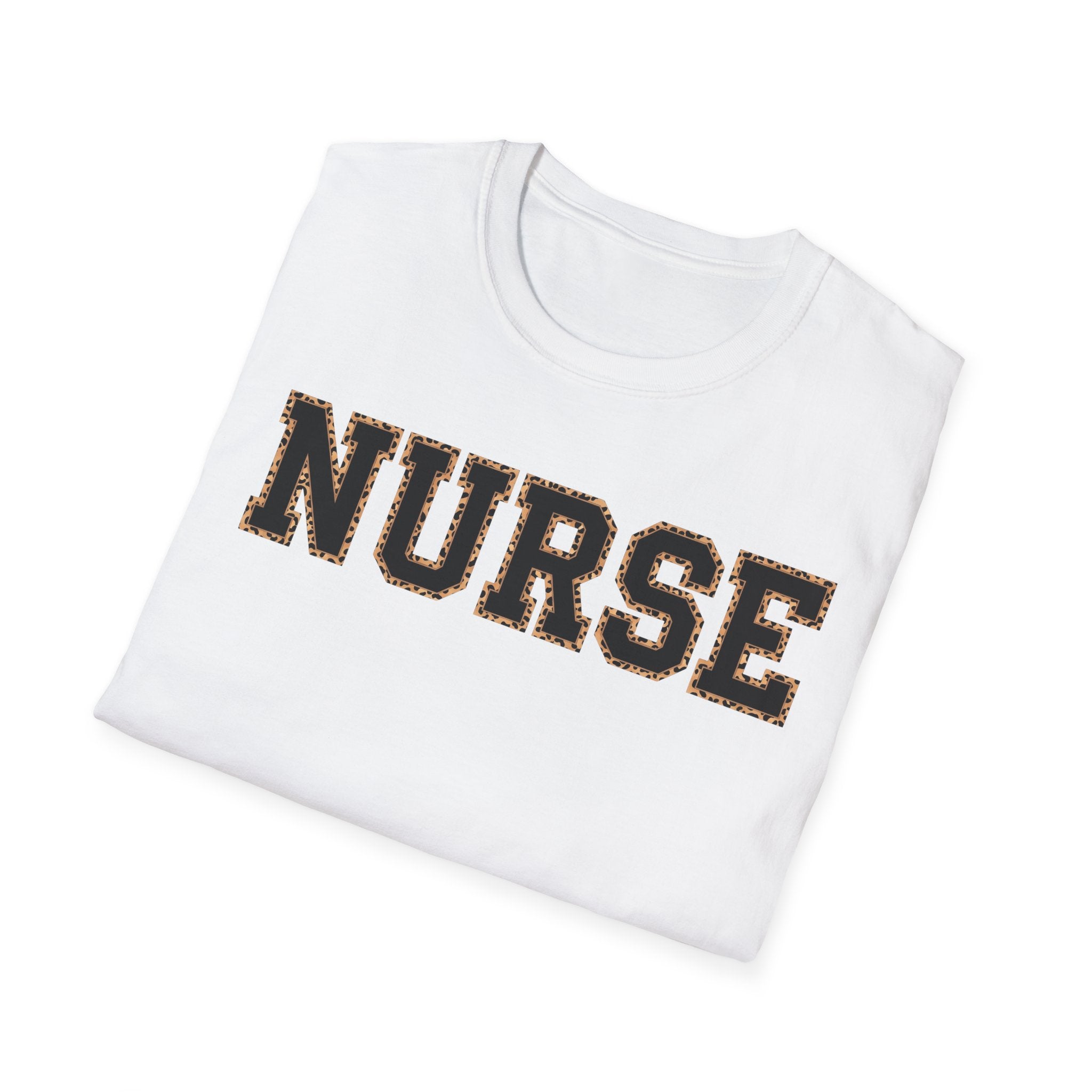 Cheetah Print Outline Varsity Nurse T-Shirt