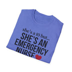 She's a 10 Emergency Nurse Heart Dark T-Shirt