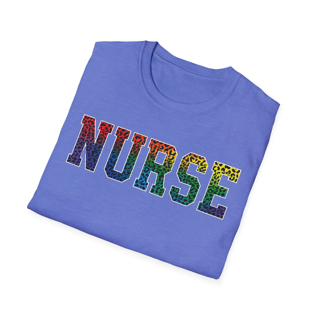 Multicolor Cheetah Print Varsity Nurse T-Shirt