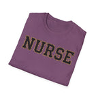 Cheetah Print Outline Varsity Nurse T-Shirt
