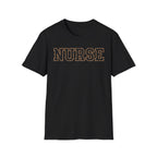 Cheetah Print Outline Varsity Nurse T-Shirt