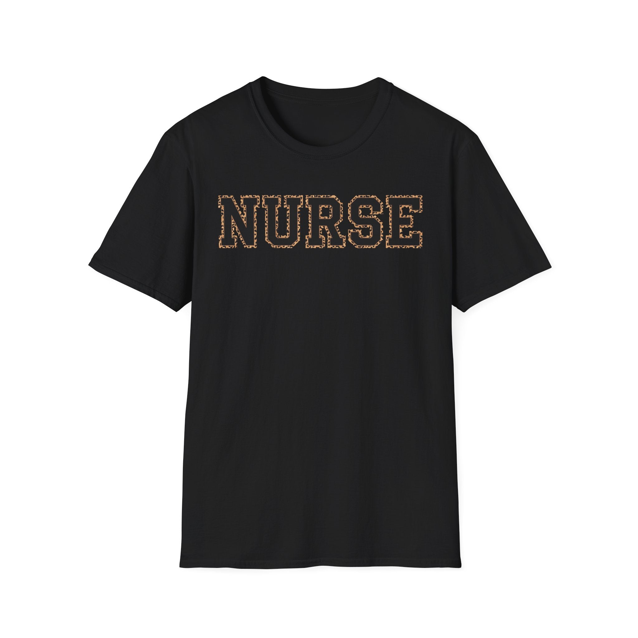 Cheetah Print Outline Varsity Nurse T-Shirt