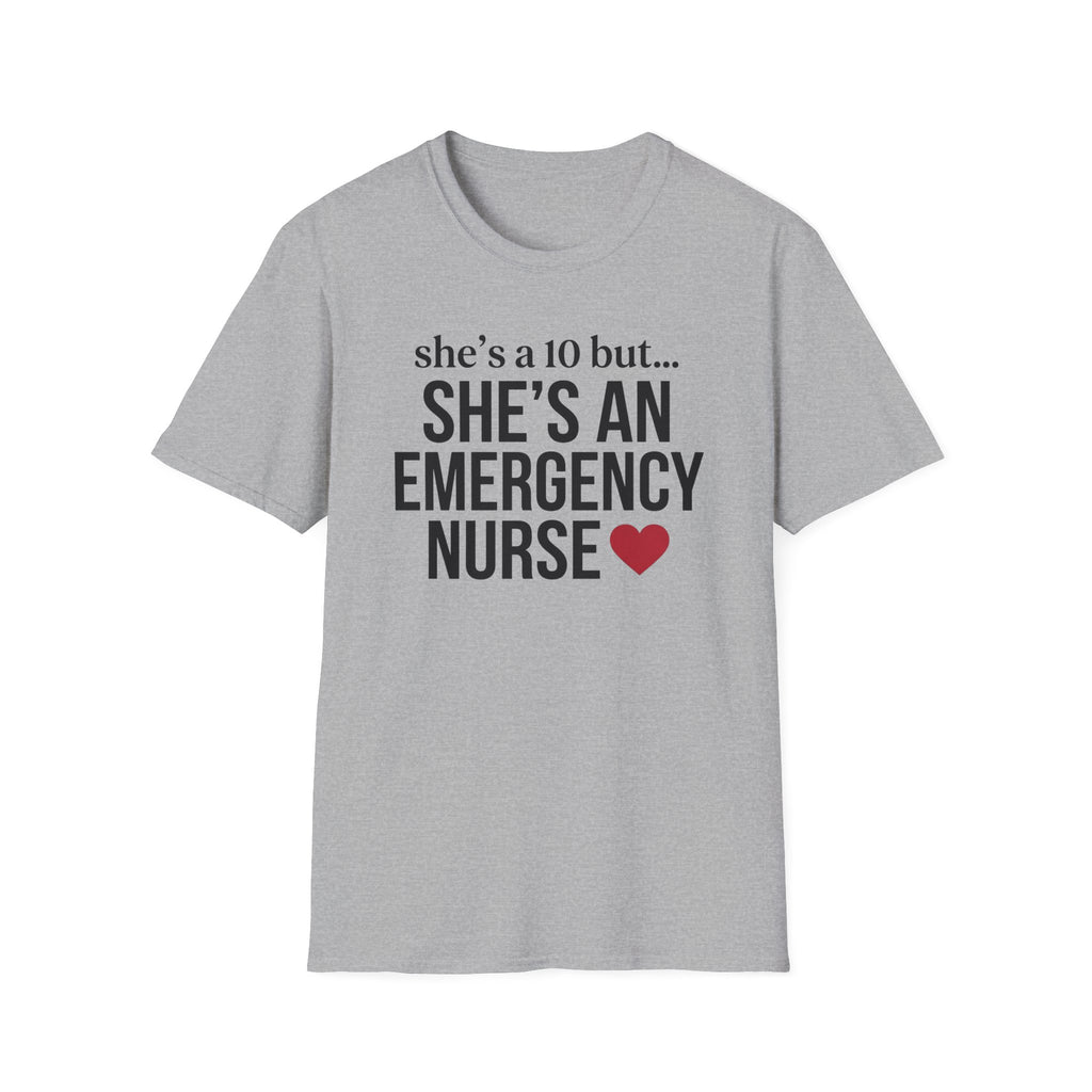 She's a 10 Emergency Nurse Heart Dark T-Shirt