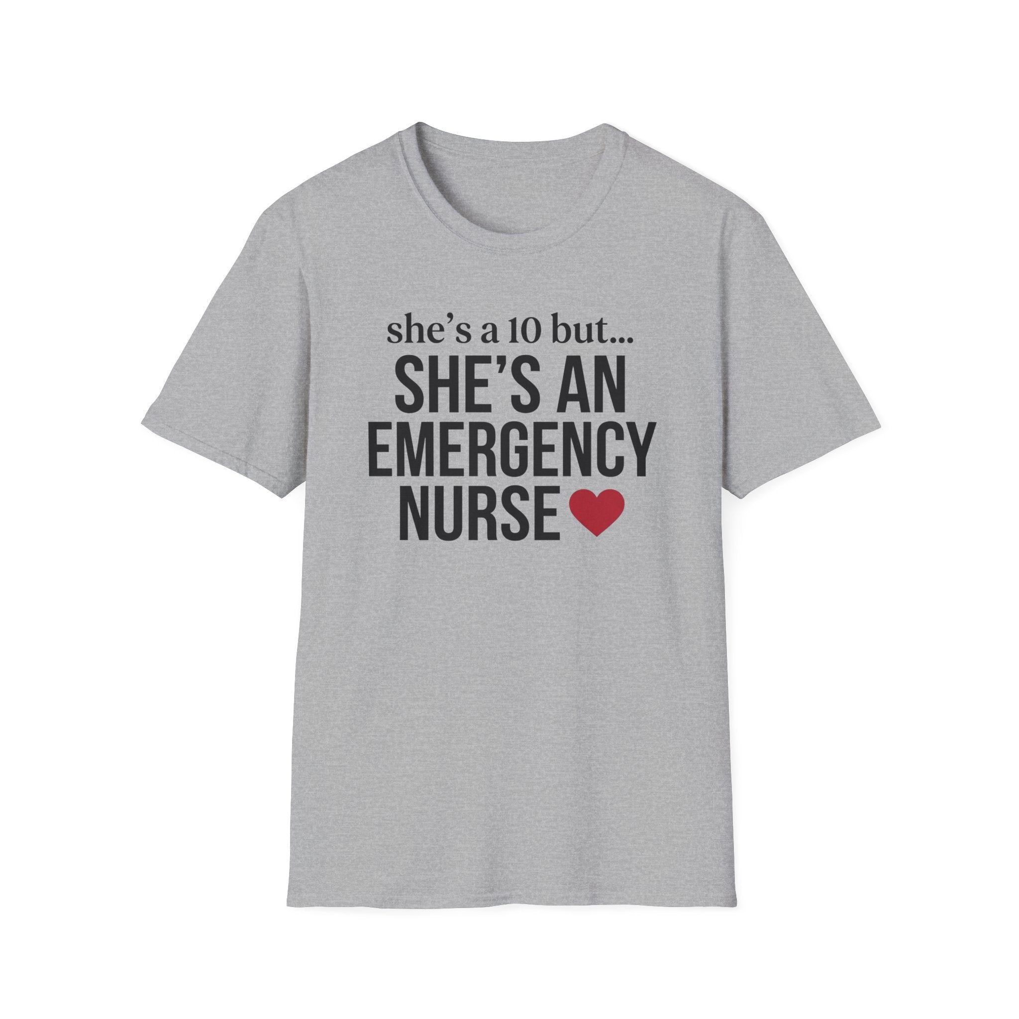 She's a 10 Emergency Nurse Heart Dark T-Shirt