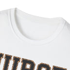 Cheetah Print Outline Varsity Nurse T-Shirt