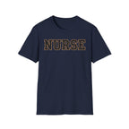 Cheetah Print Outline Varsity Nurse T-Shirt