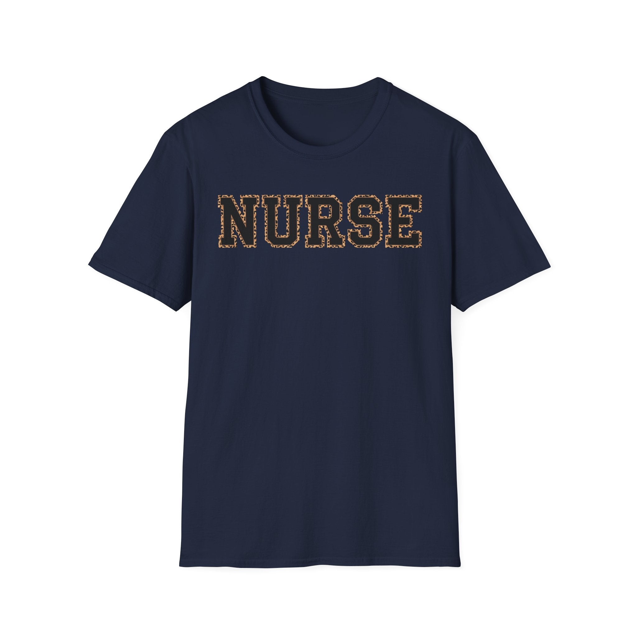 Cheetah Print Outline Varsity Nurse T-Shirt