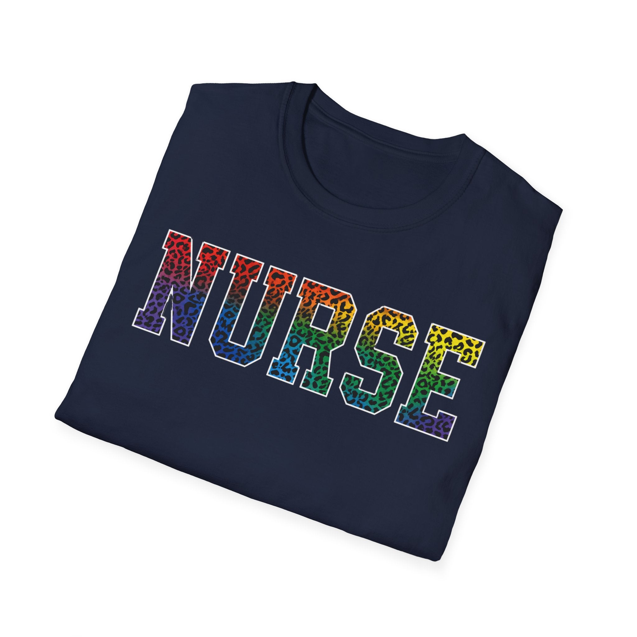 Multicolor Cheetah Print Varsity Nurse T-Shirt