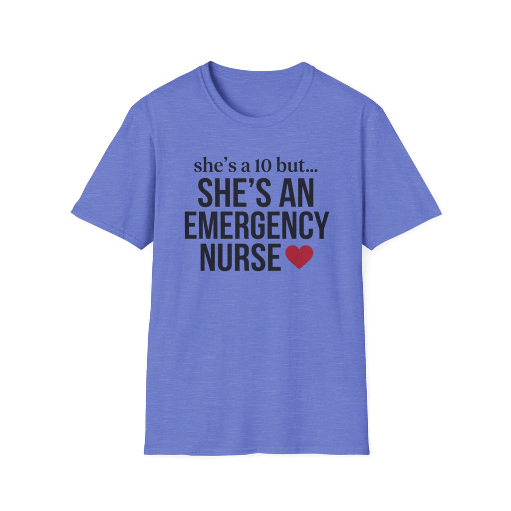 She's a 10 Emergency Nurse Heart Dark T-Shirt