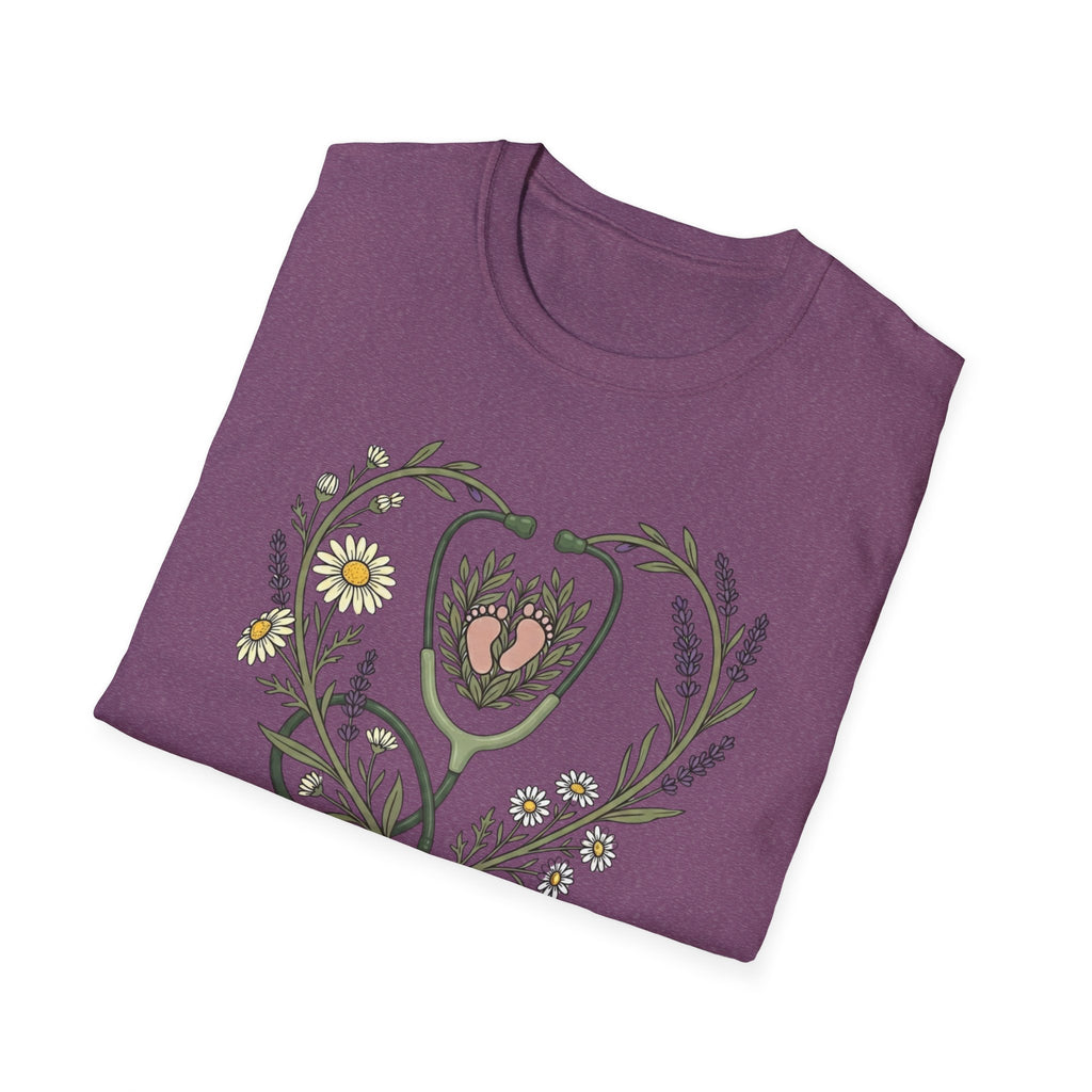 NICU Nurse Floral Stethoscope T-Shirt