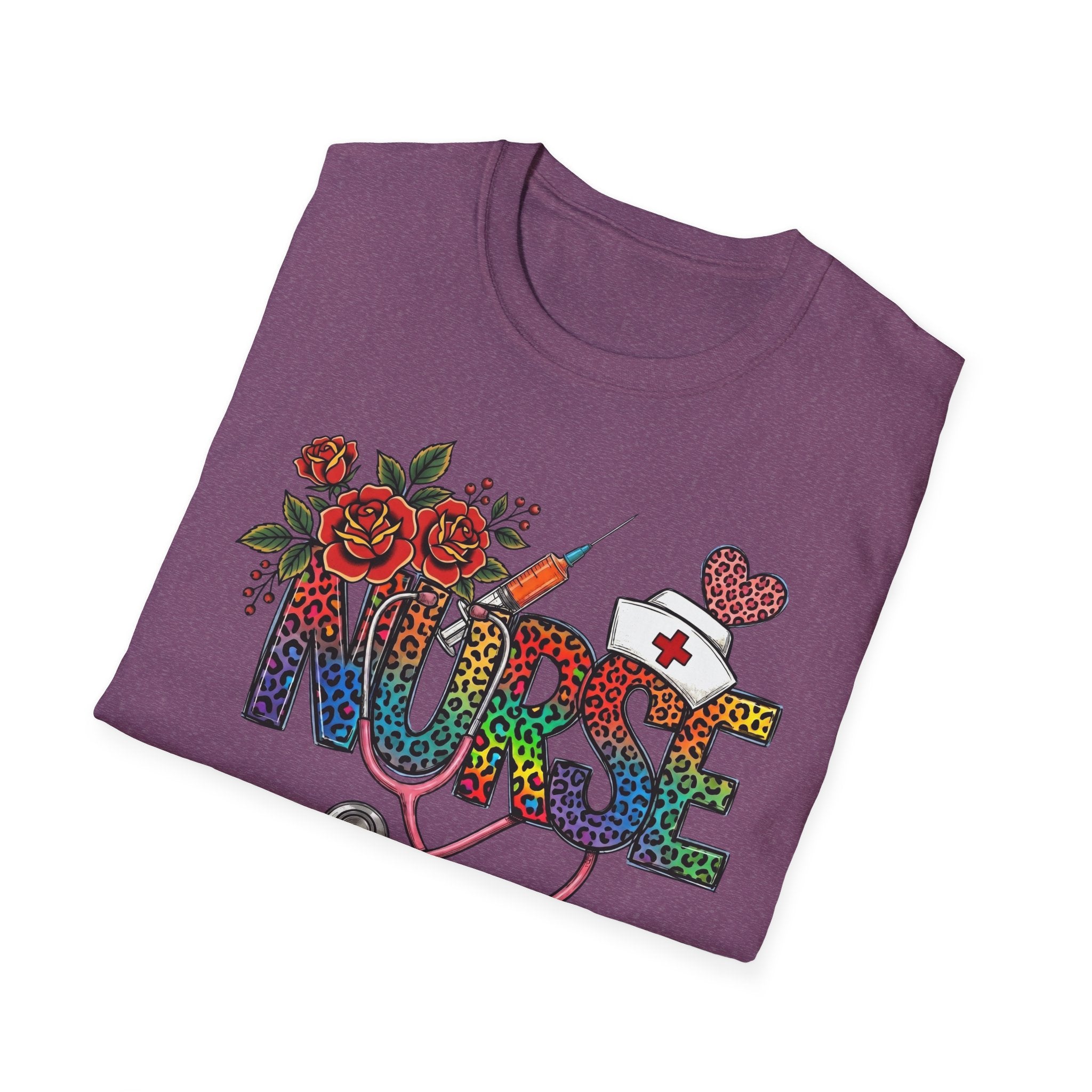 Fun Rainbow Cheetah Nurse T-Shirt