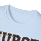 Cheetah Print Outline Varsity Nurse T-Shirt
