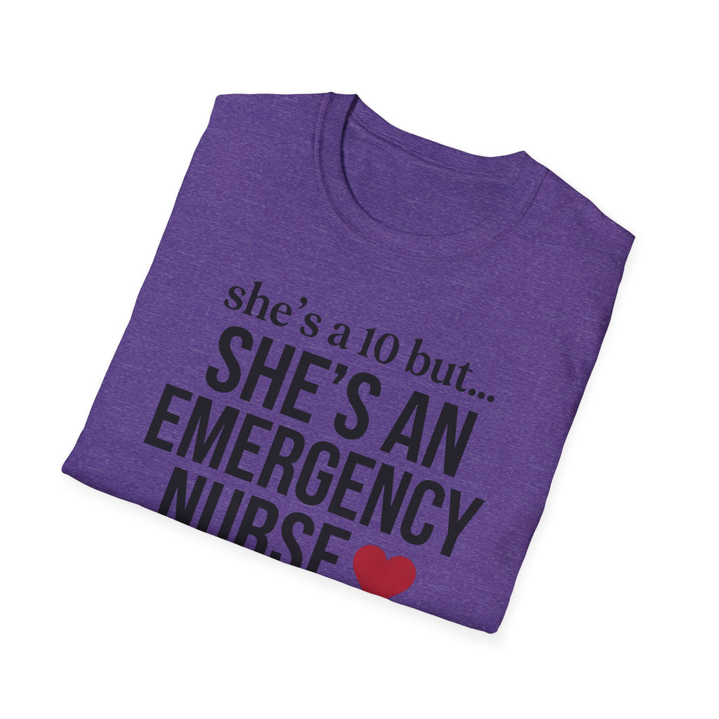 She's a 10 Emergency Nurse Heart Dark T-Shirt