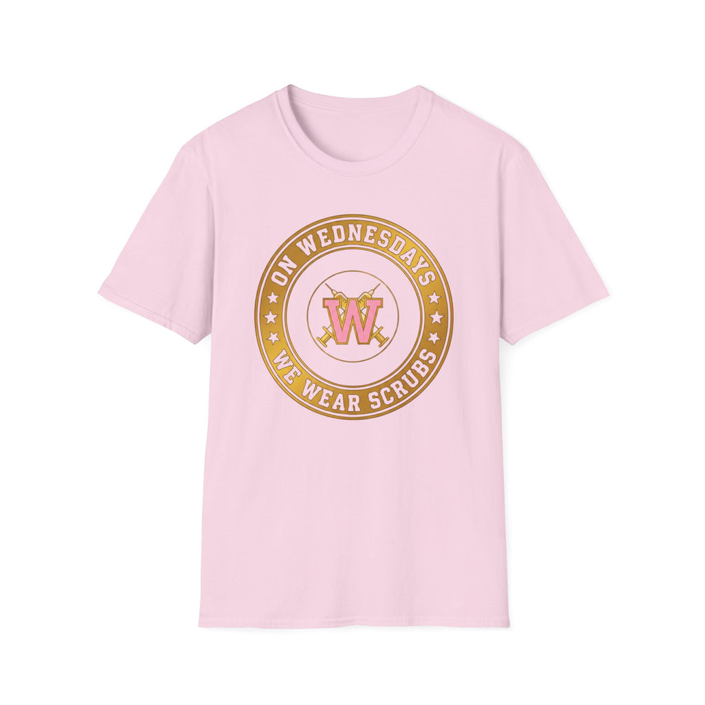 On Wednesdays We Wear Scrubs Emblem T-Shirt