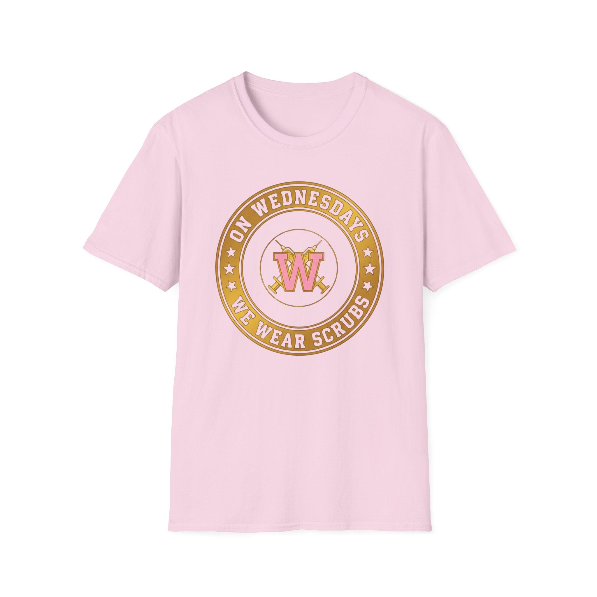 On Wednesdays We Wear Scrubs Emblem T-Shirt