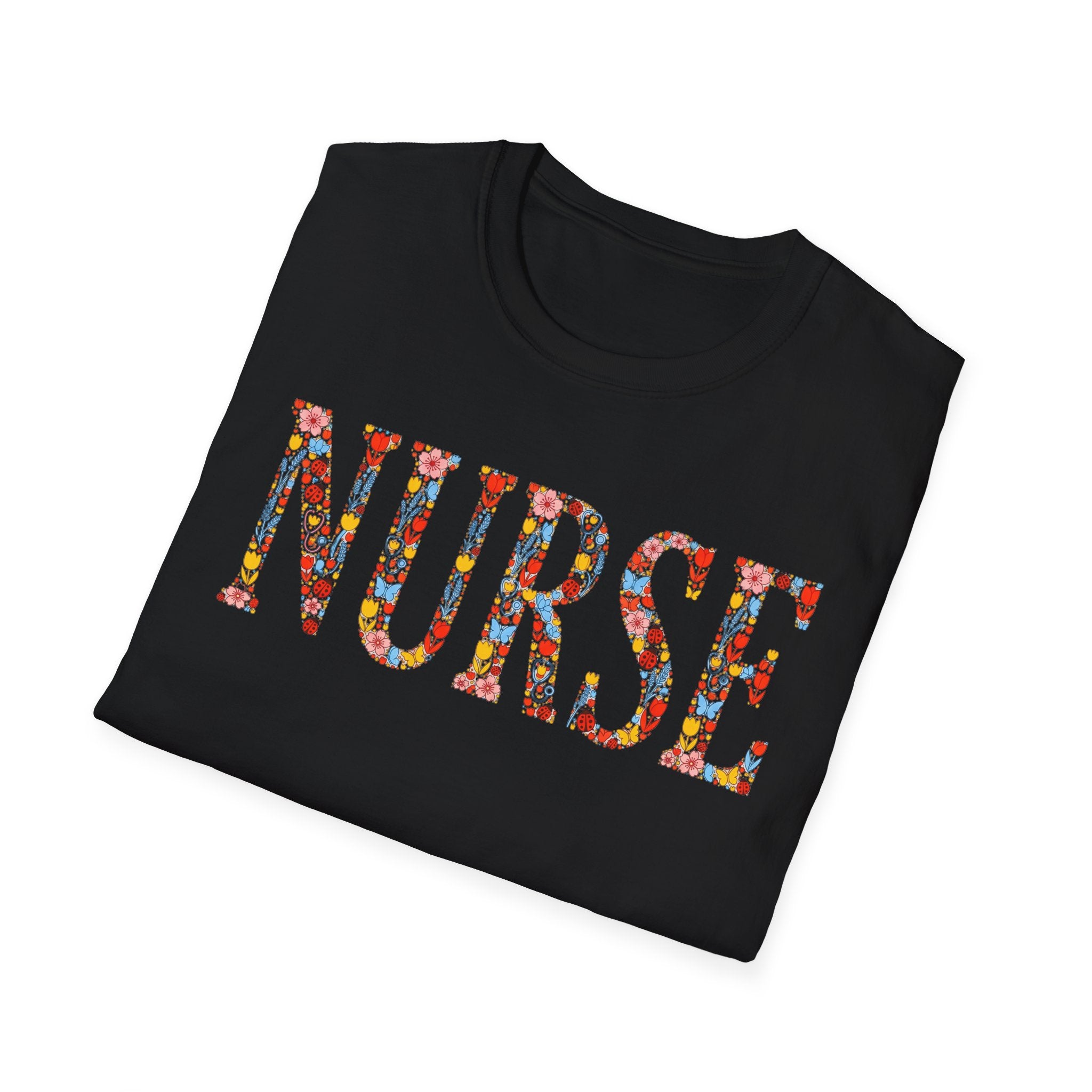 Ladybug Floral Nurse T-Shirt