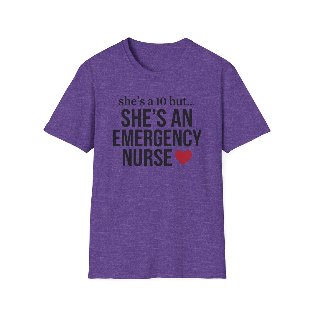 She's a 10 Emergency Nurse Heart Dark T-Shirt