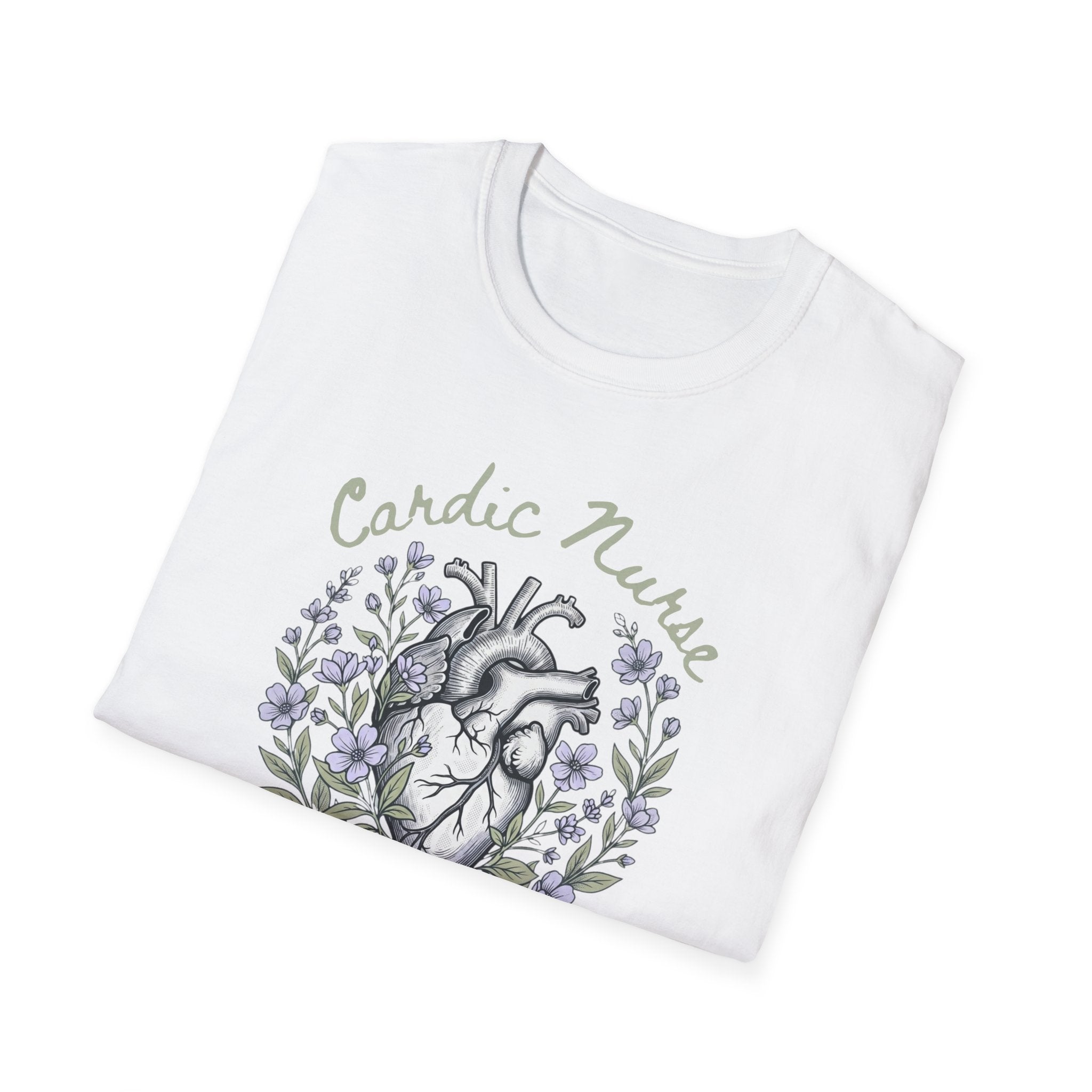 Cardiac Nurse Floral Heart T-Shirt