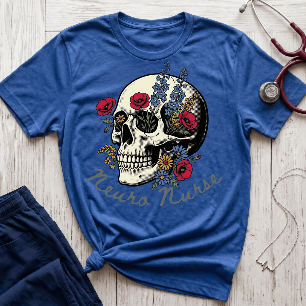 Neuro Nurse Floral Skull T-Shirt