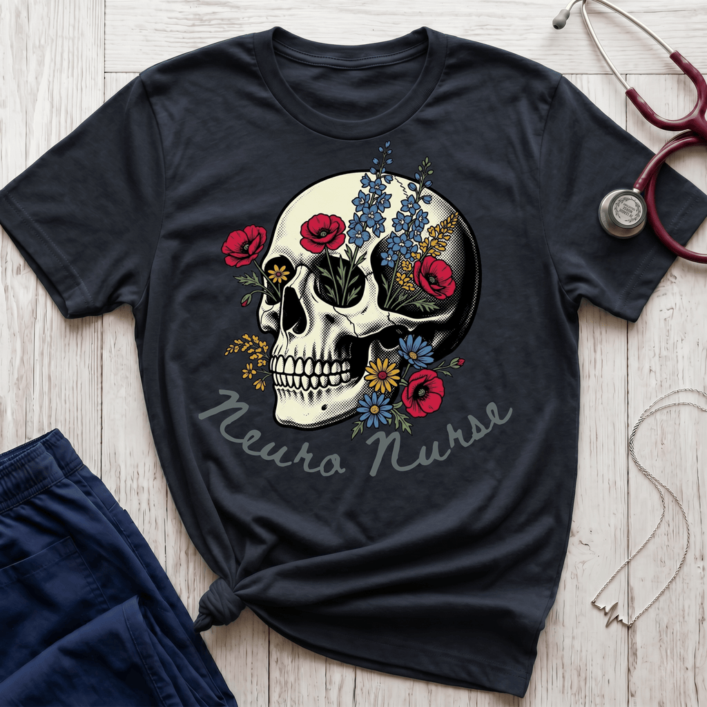 Neuro Nurse Floral Skull T-Shirt