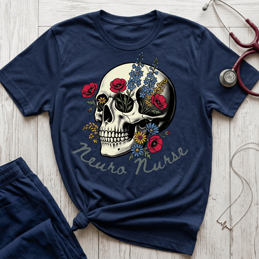 Neuro Nurse Floral Skull T-Shirt