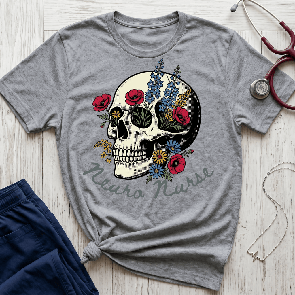 Neuro Nurse Floral Skull T-Shirt