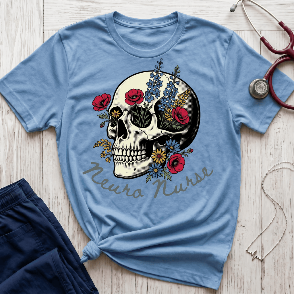 Neuro Nurse Floral Skull T-Shirt
