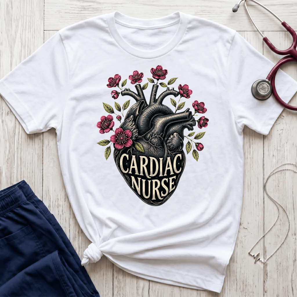 Cardiac Nurse floral Heart T-Shirt