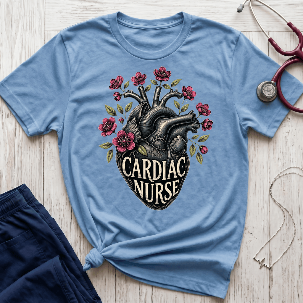 Cardiac Nurse floral Heart T-Shirt