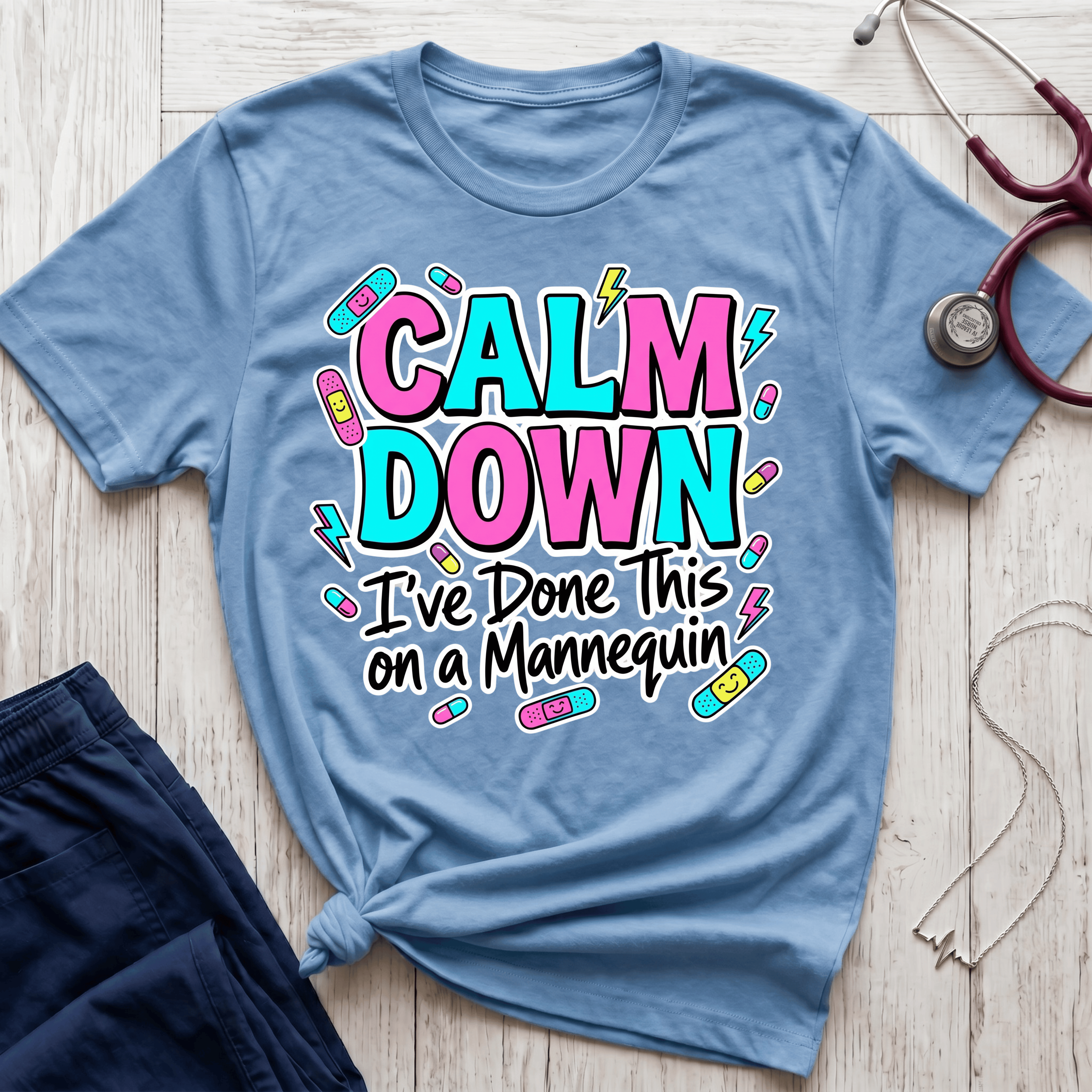 Calm Down Pink and Blue T-Shirt