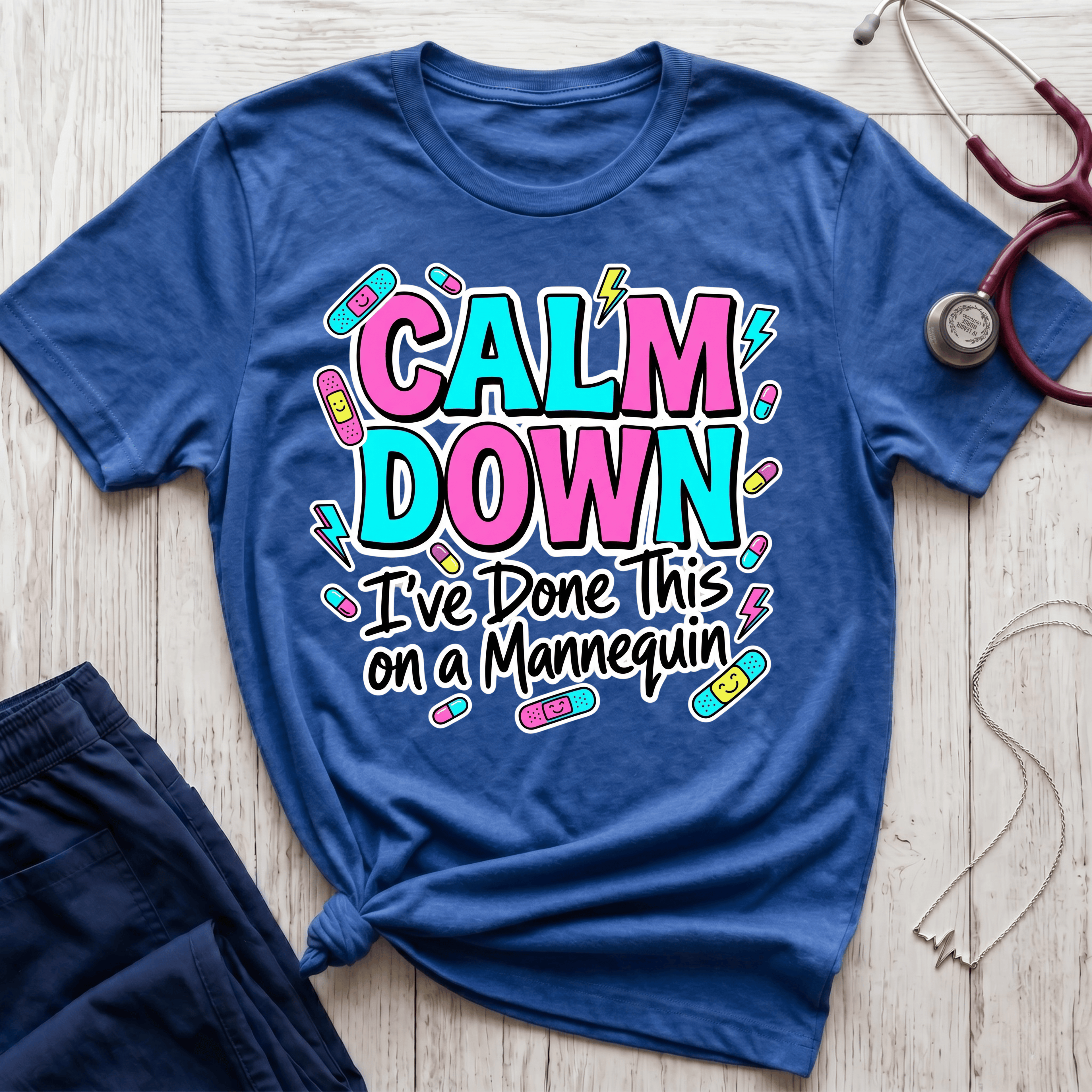 Calm Down Pink and Blue T-Shirt
